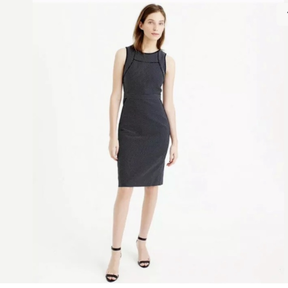 J.CREW Tipped Sheath Dress In Dotted Jacquard